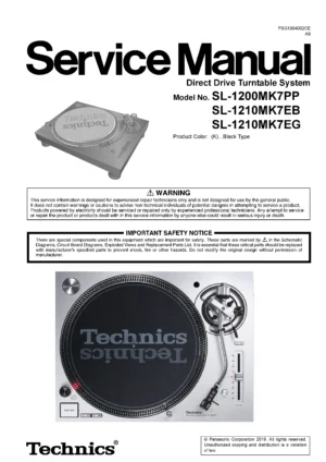 Technics sl 1200mk7 1210mk7 service manual cover