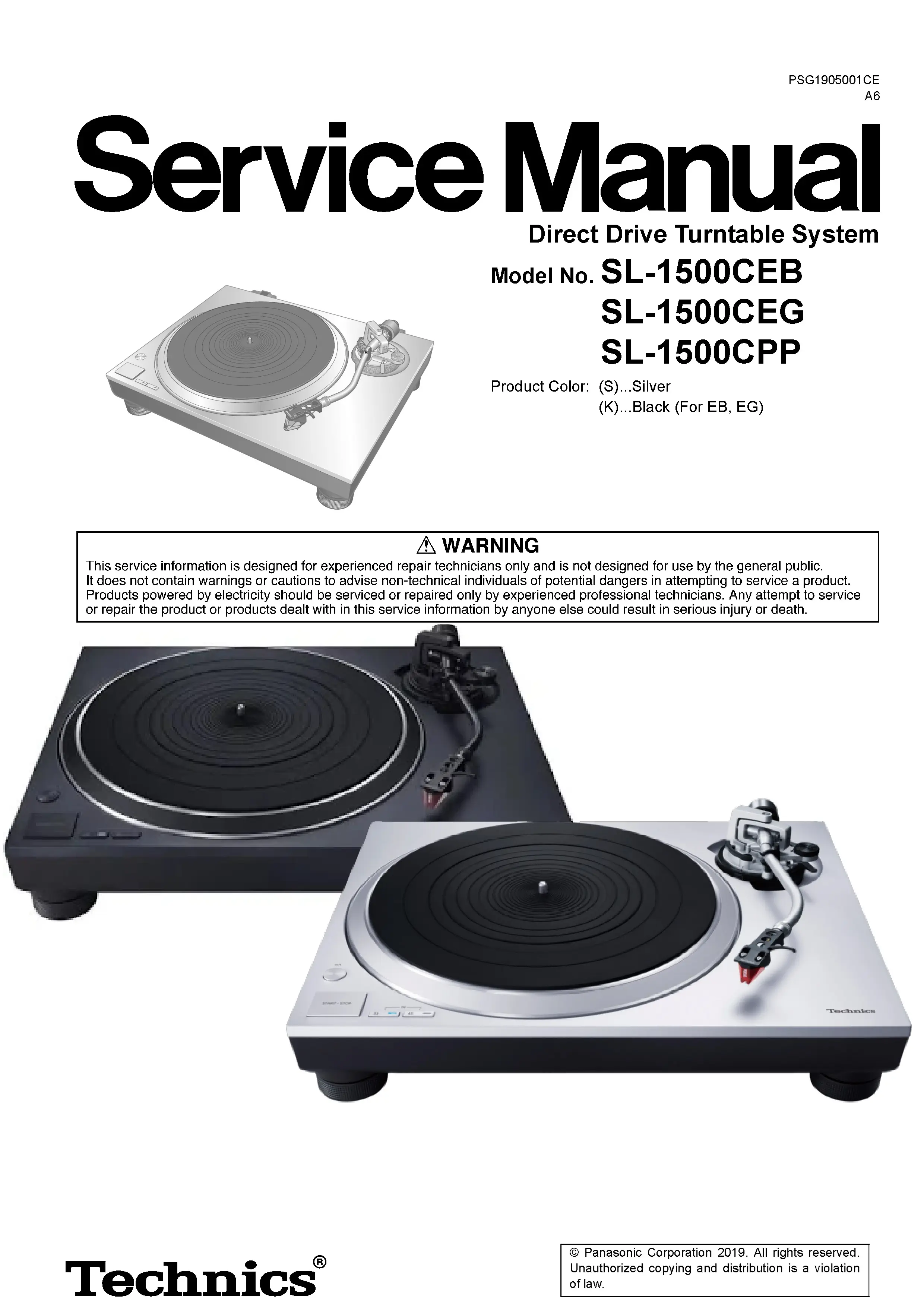 Technics sl 1500c service manual cover