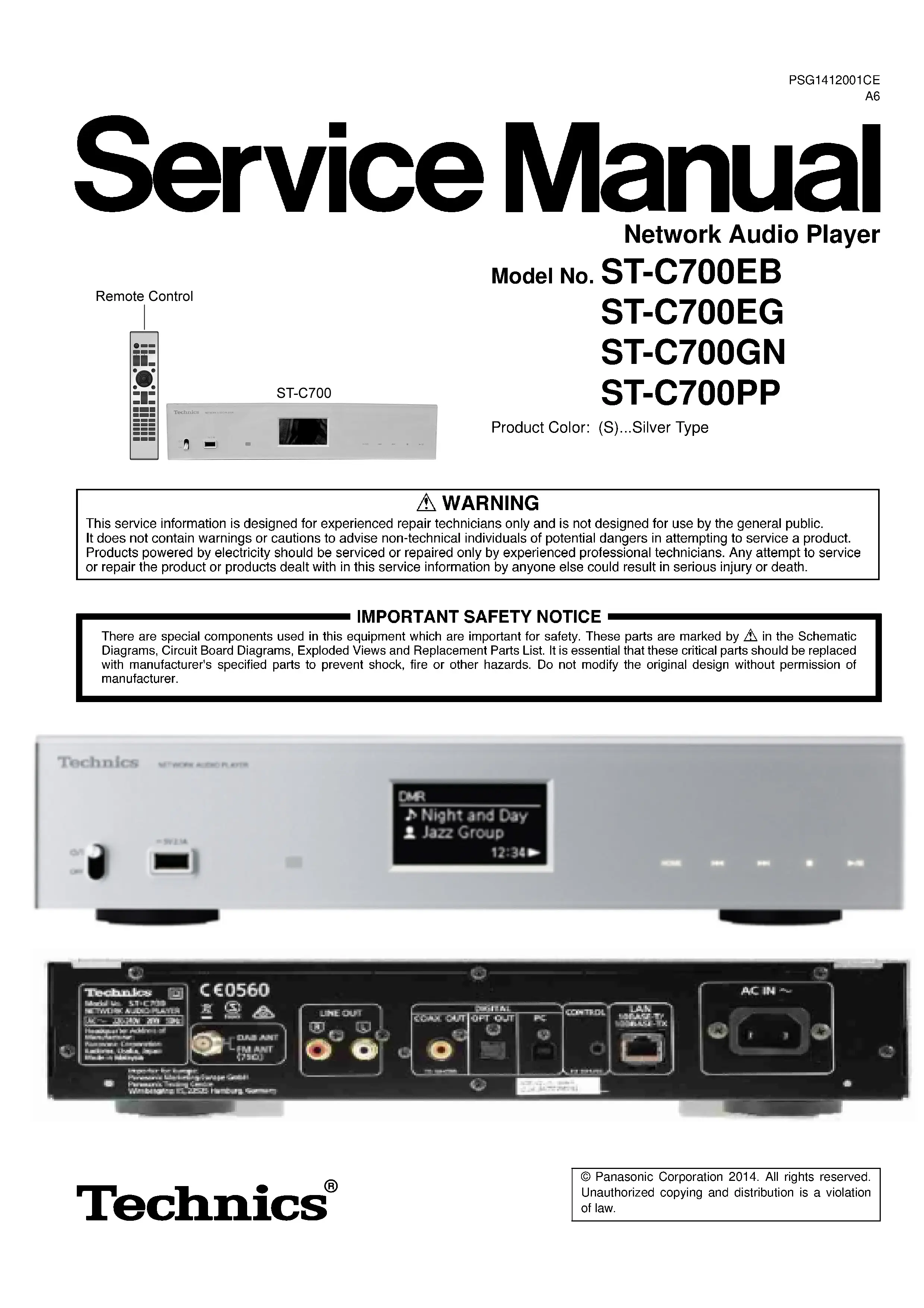Technics st c700 service manual cover