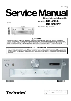 Technics su g700 service manual cover