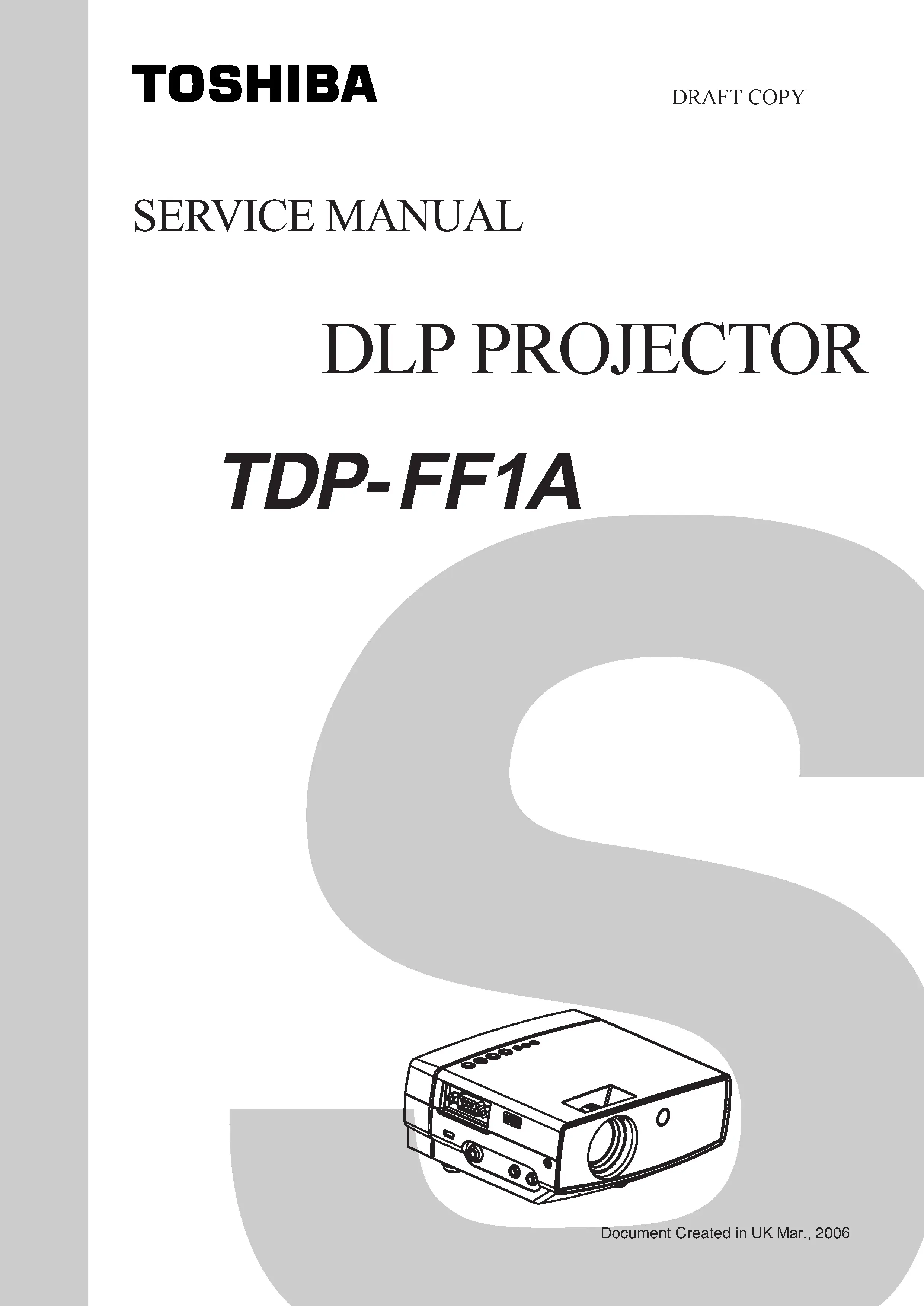 Toshiba tdp ff1a service manual cover
