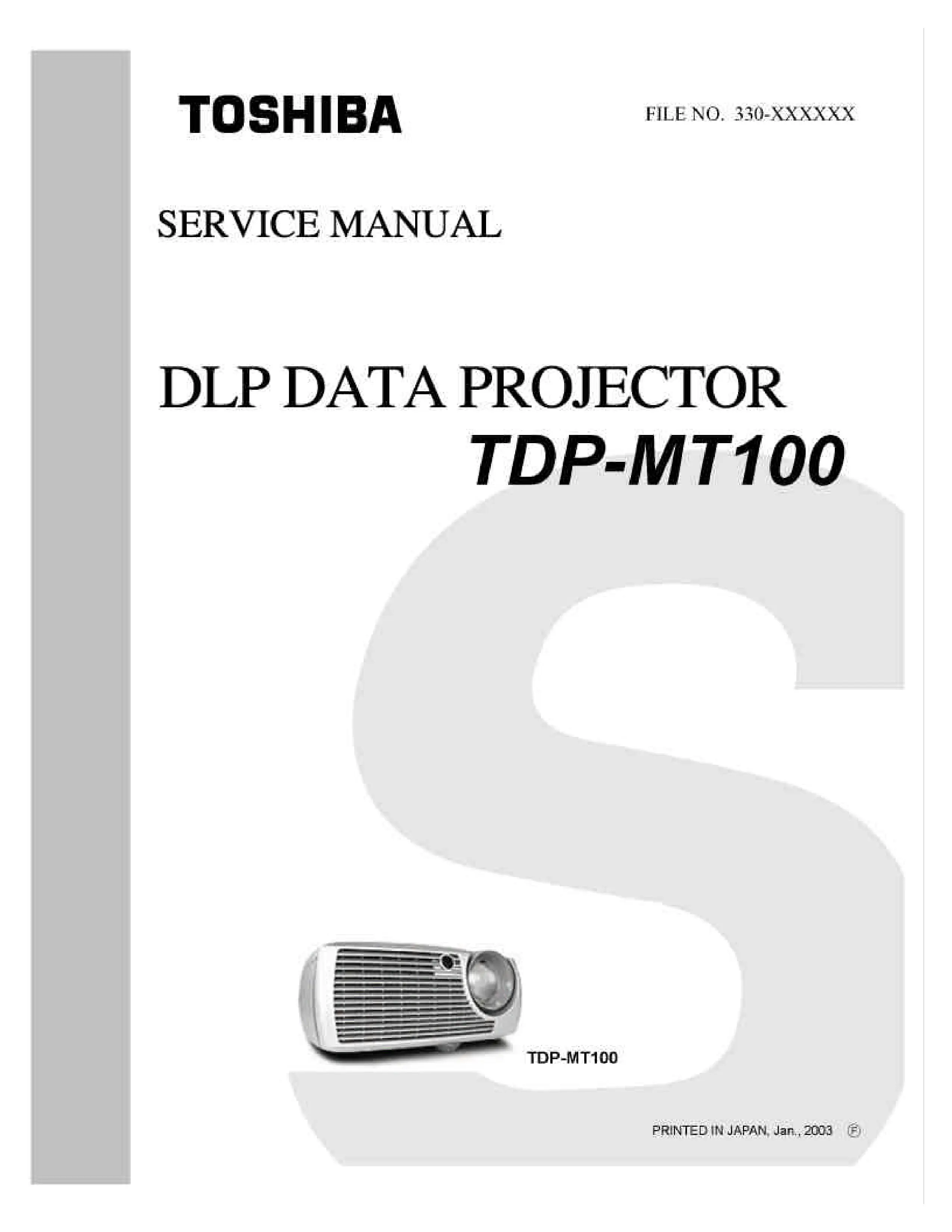 Toshiba tdp mt100 service manual cover