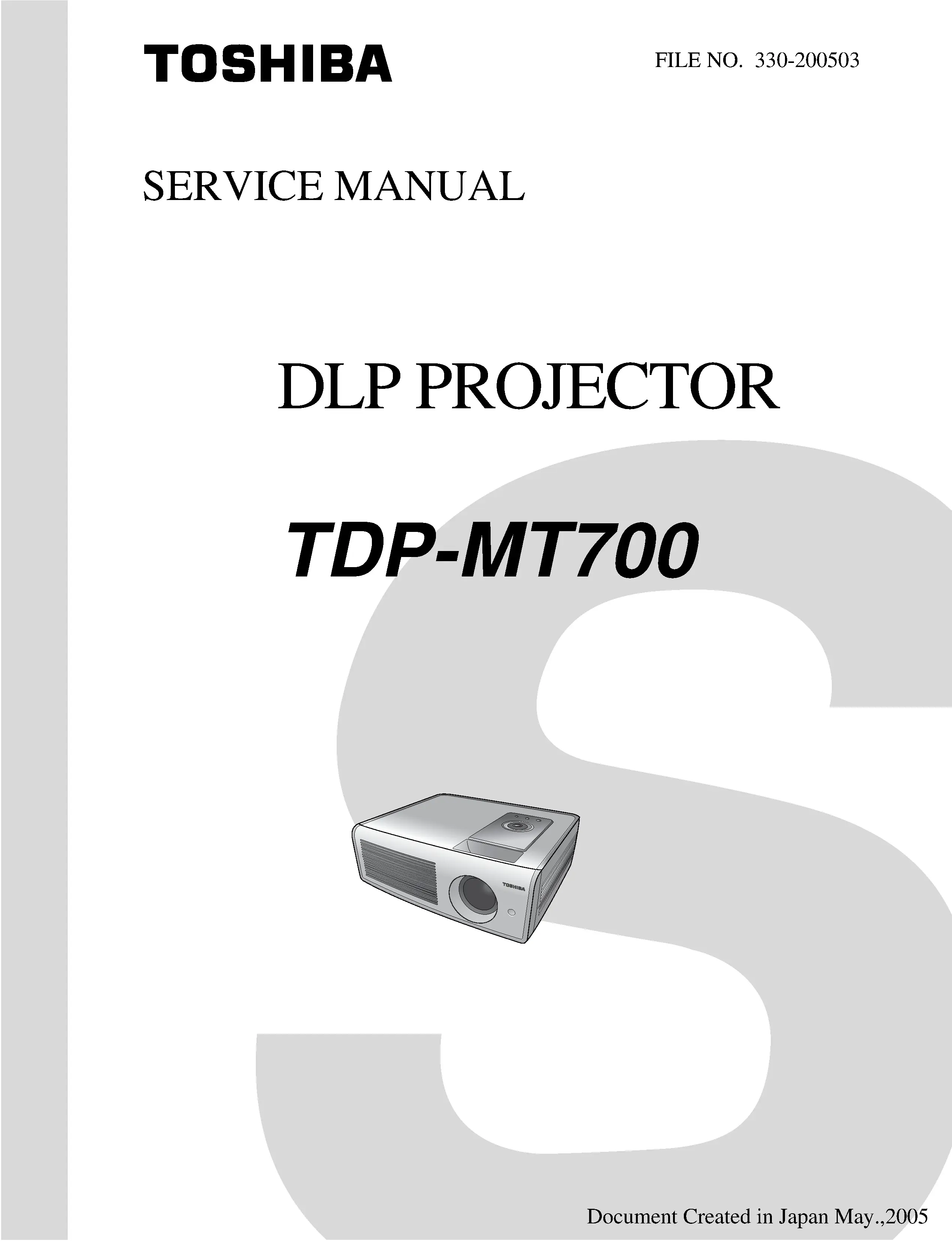 Toshiba tdp mt700 service manual cover