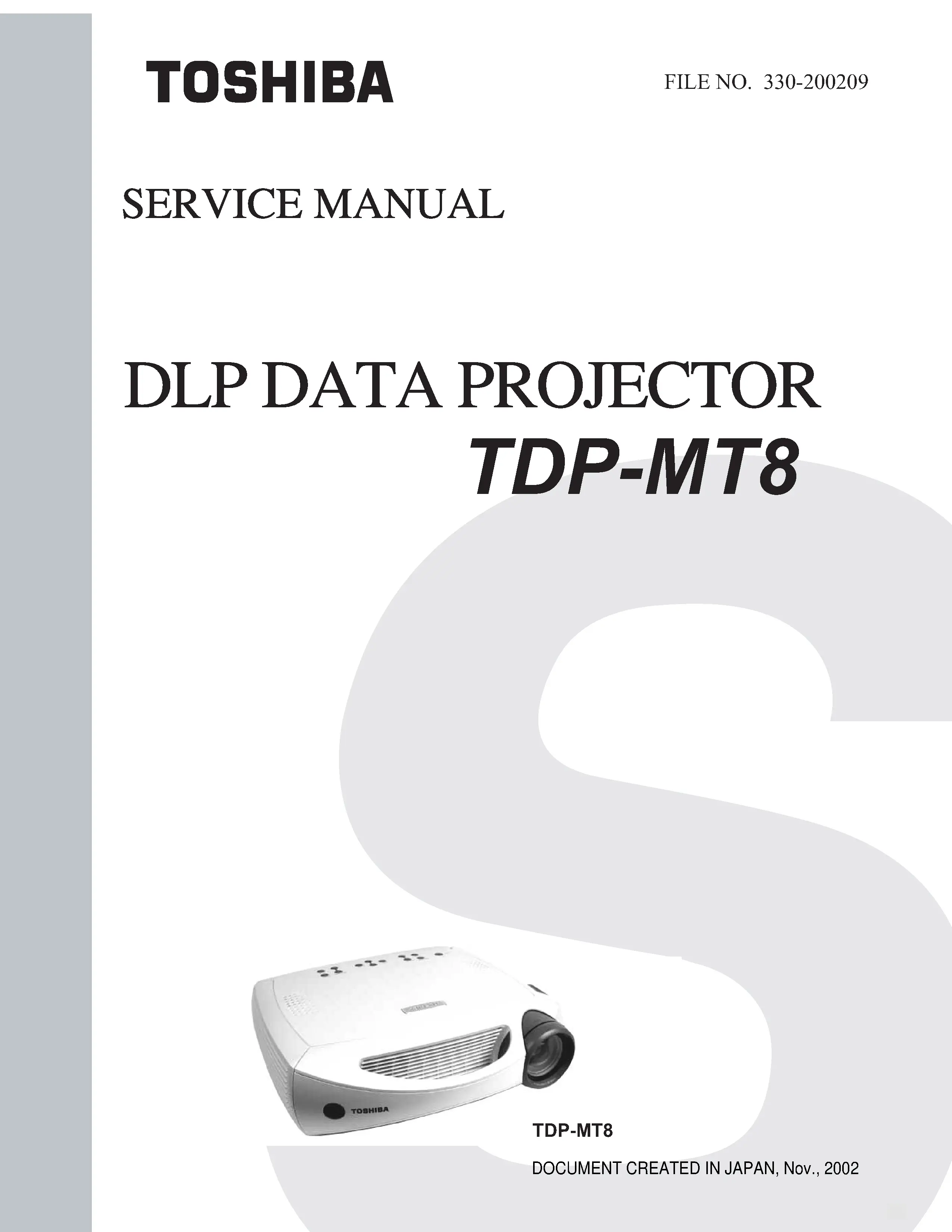Toshiba tdp mt8 service manual cover