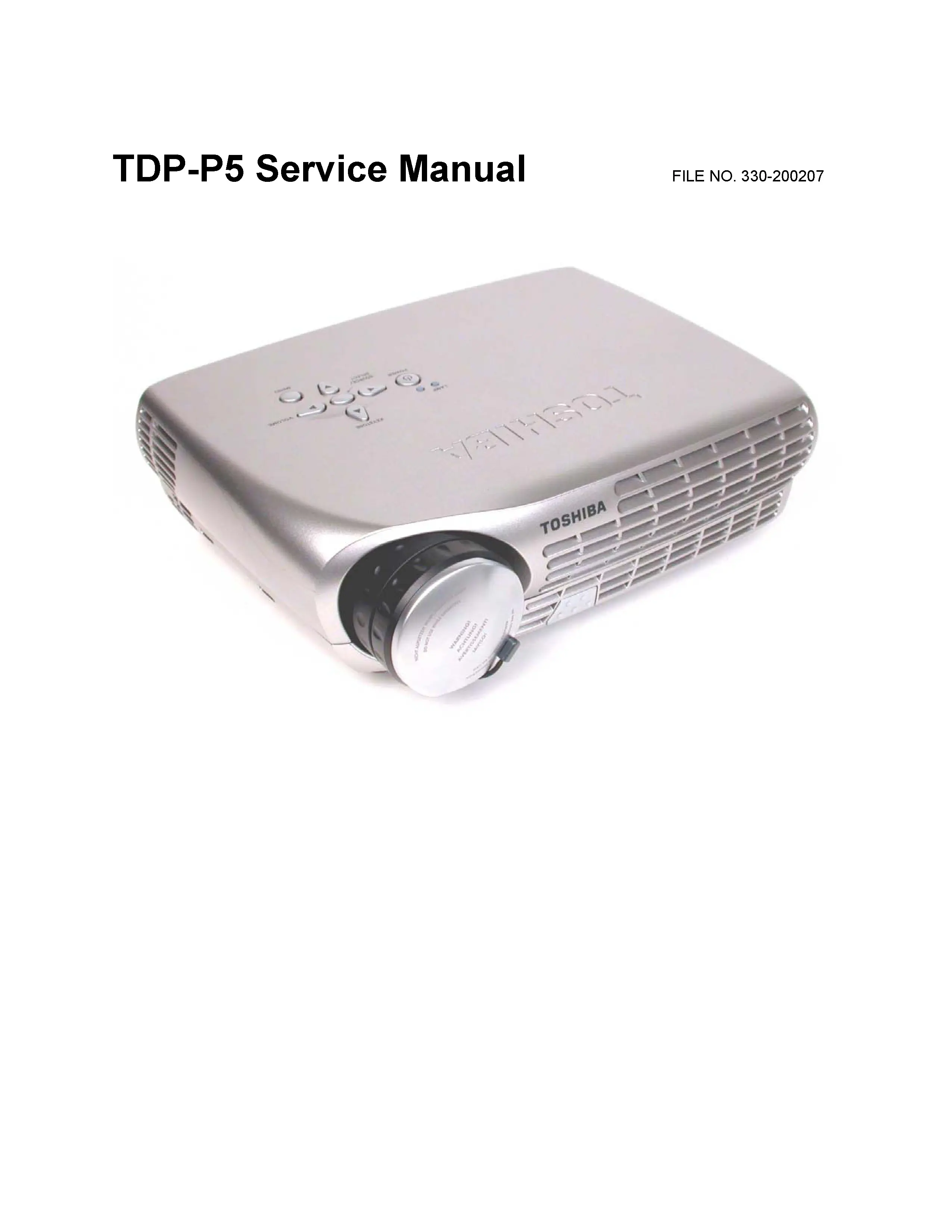 Toshiba tdp p5 service manual cover