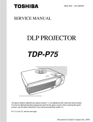 Toshiba tdp p75 service manual cover