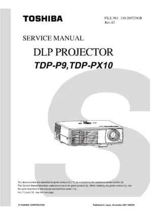 Toshiba tdp p9 px10 service manual cover