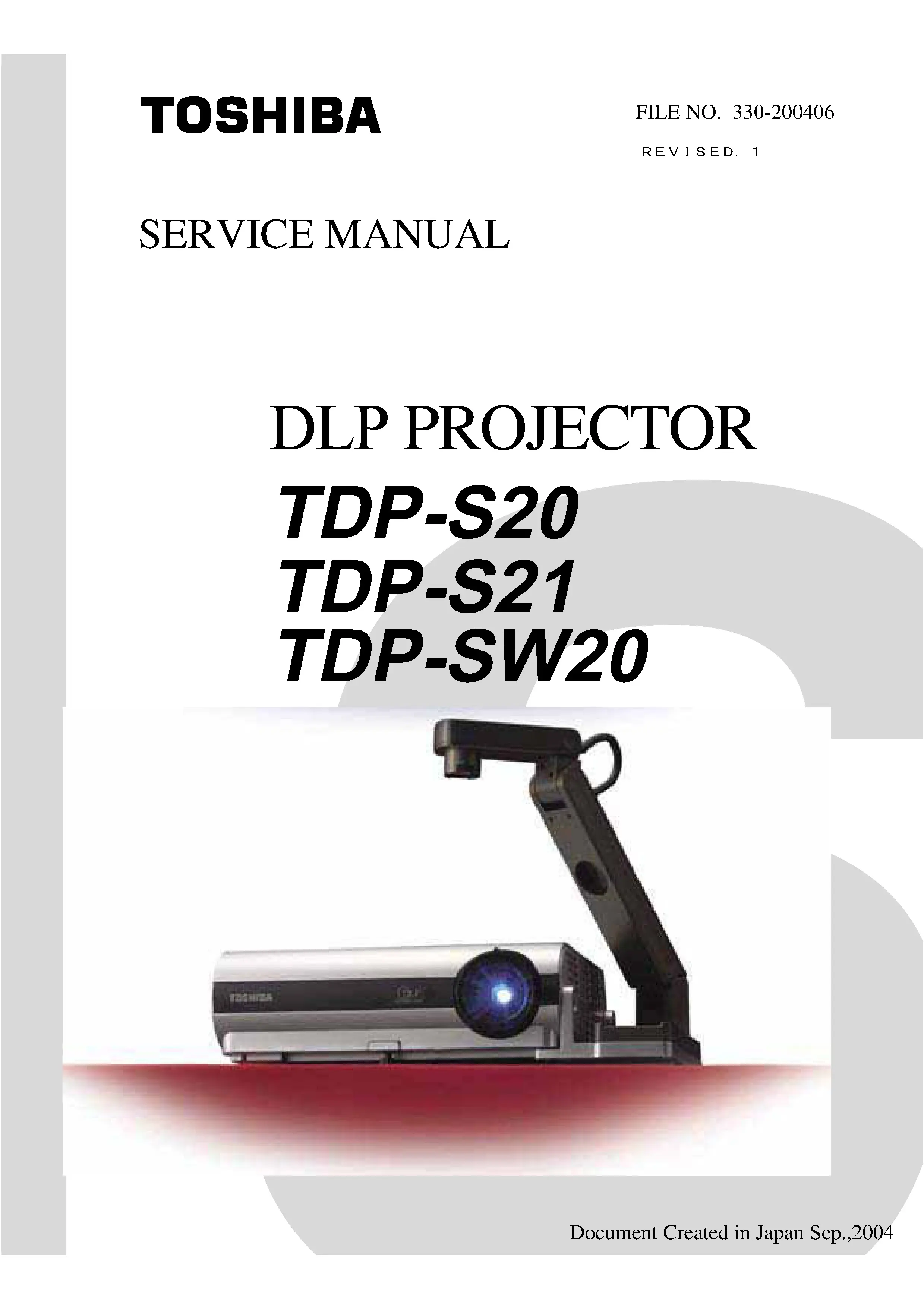Toshiba tdp s20 s21 sw20 service manual cover