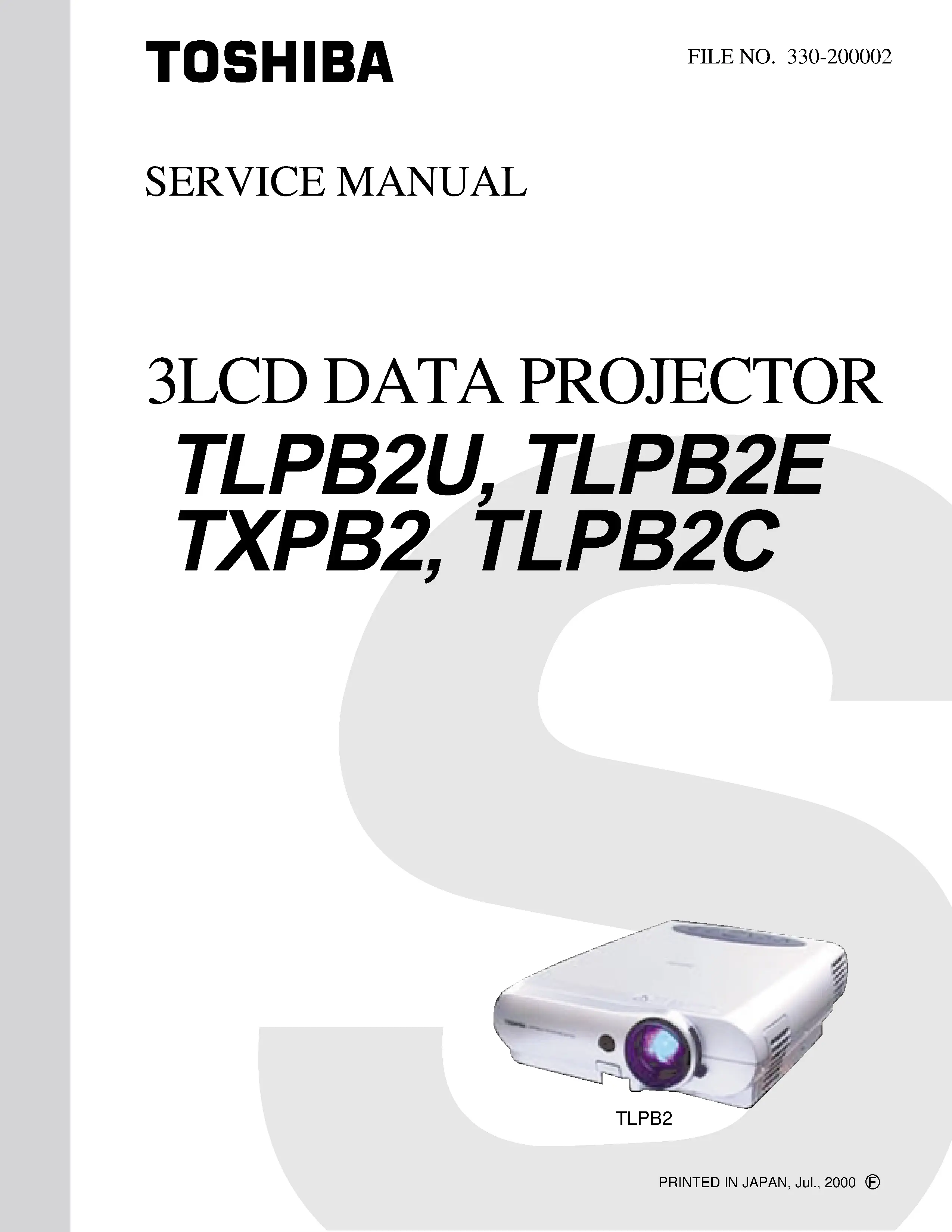 Toshiba tlp b2u b2e b2c txp b2 service manual cover