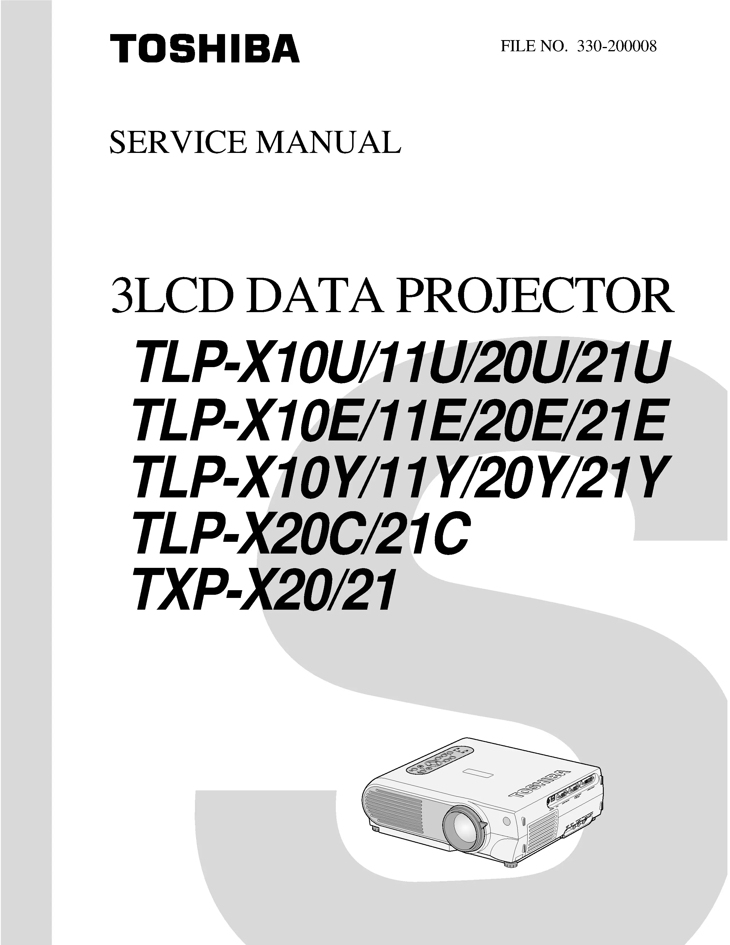 Toshiba tlp x10 x11 x20 x21 service manual cover