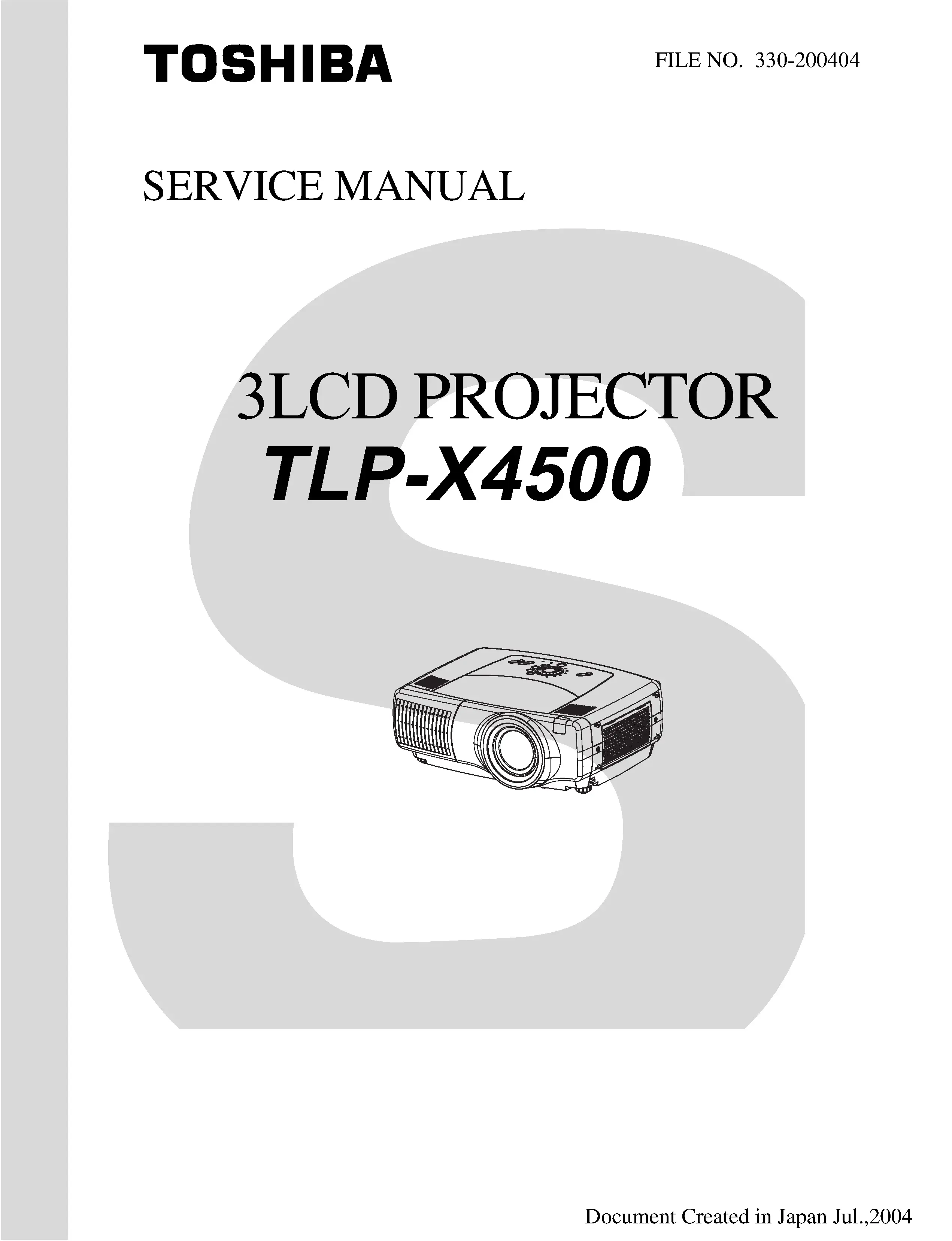 Toshiba tlp x4500 service manual cover