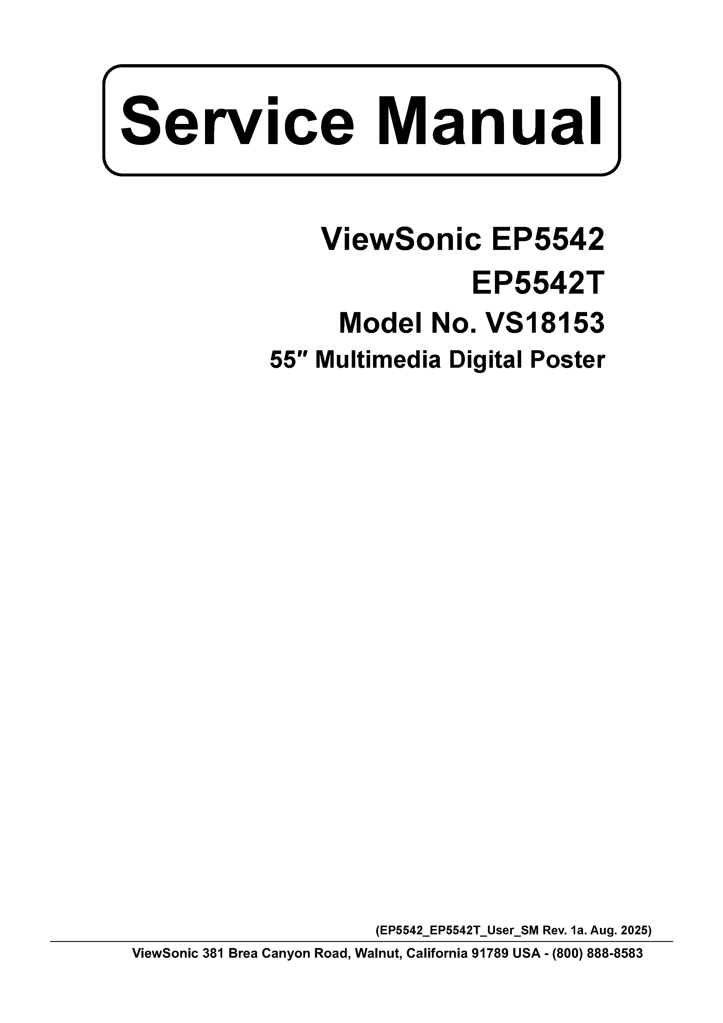 Viewsonic ep5542 ep5542t service manual cover
