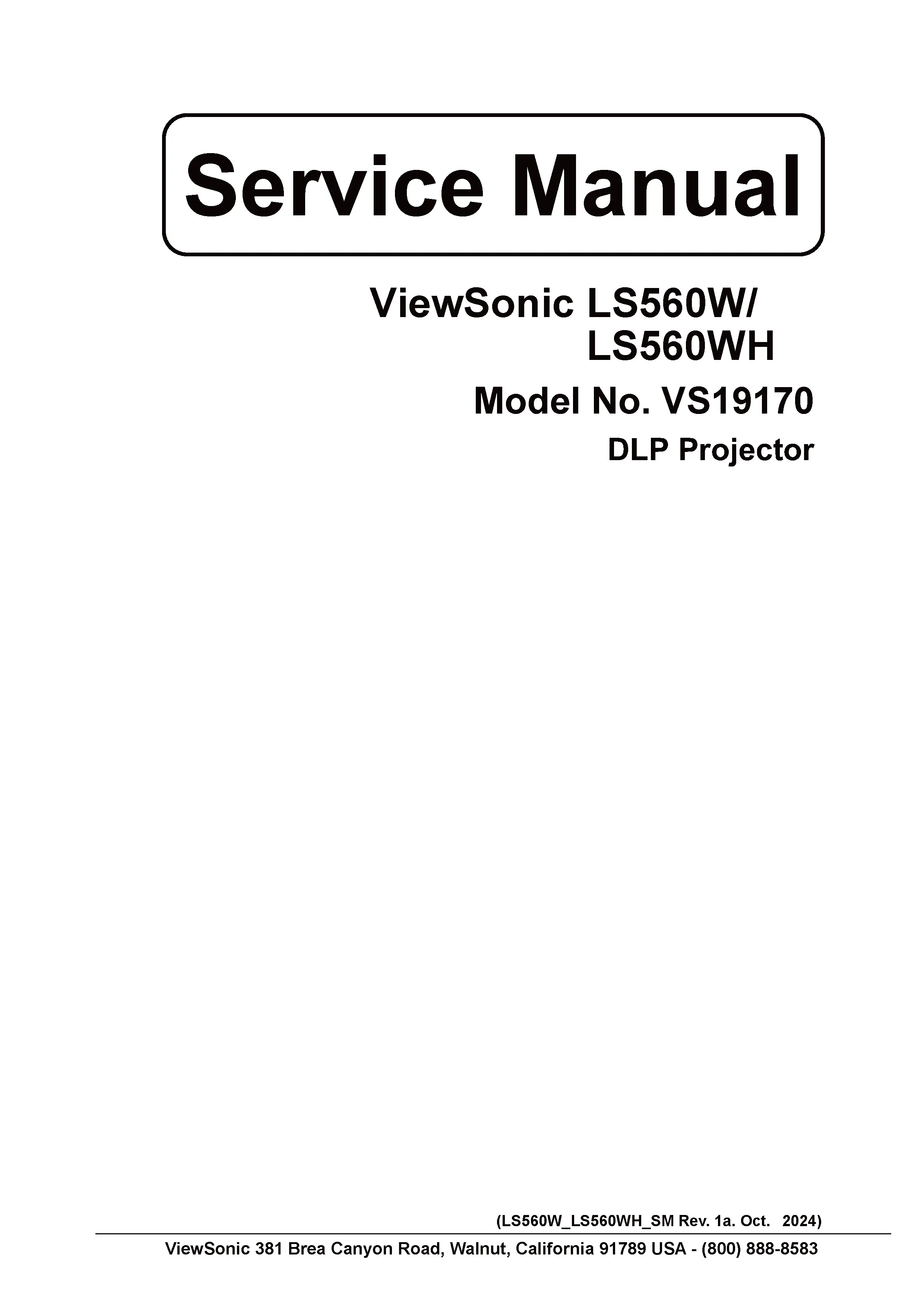 Viewsonic ls560wh ls560w service manual cover