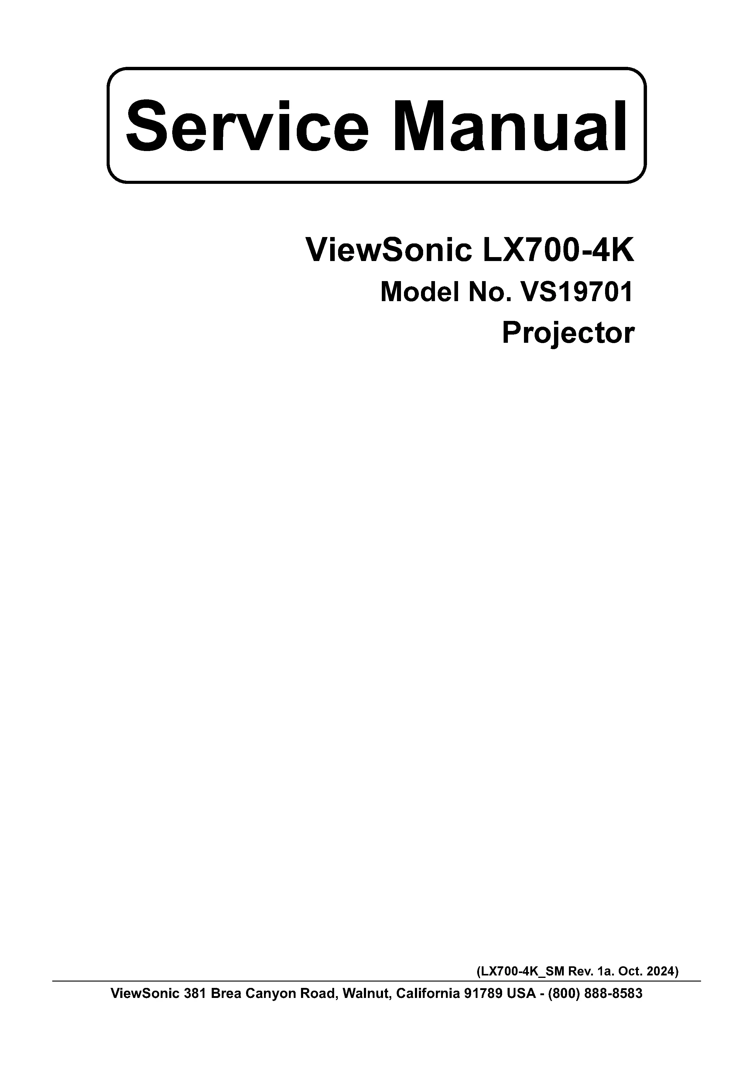 Viewsonic lx700 4k service manual cover