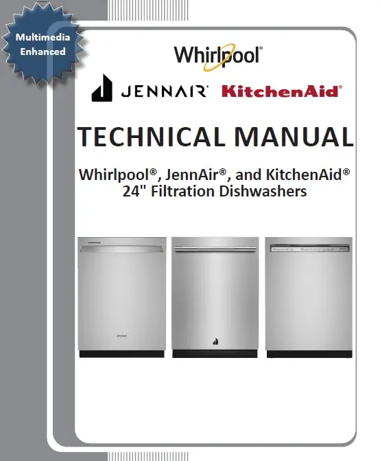 Whirlpool jennair kitchenaid dishwashers 24 inch filtration service manual cover