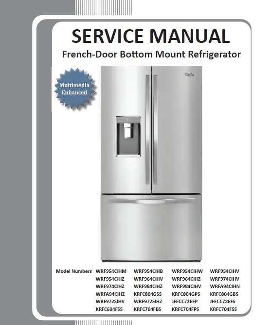 Whirlpool kitchenaid jennair french door refrigerator 2019 service manual cover