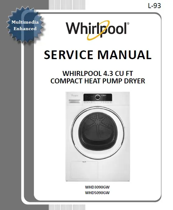 Whirlpool whd3090gw whd5090gw service manual cover