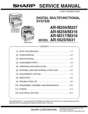 Sharp ar 5625 5631 service manual cover