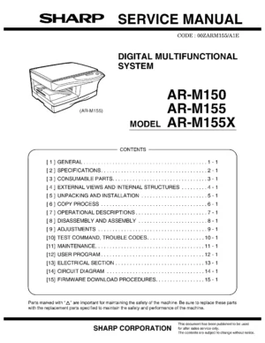 Sharp ar m150 m155 m155x service manual cover
