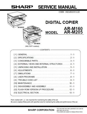 Sharp ar m160 m205 service manual cover