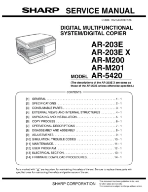 Sharp ar m200 m201 service manual cover