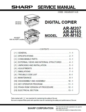 Sharp ar m207 service manual cover