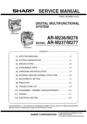Sharp ar m236 m276 service manual cover