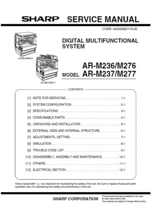 Sharp ar m237 m277 service manual cover