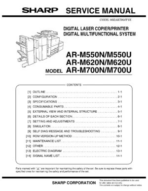 Sharp ar m620n m620u service manual cover