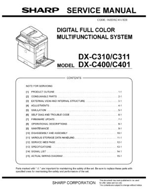 Sharp dx c310 c311 c400 c401 service manual cover