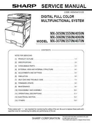 Sharp mx 3050n 3550n 4050n 3060n 3560n 4060n 3070n 3570n 4070n service manual cover