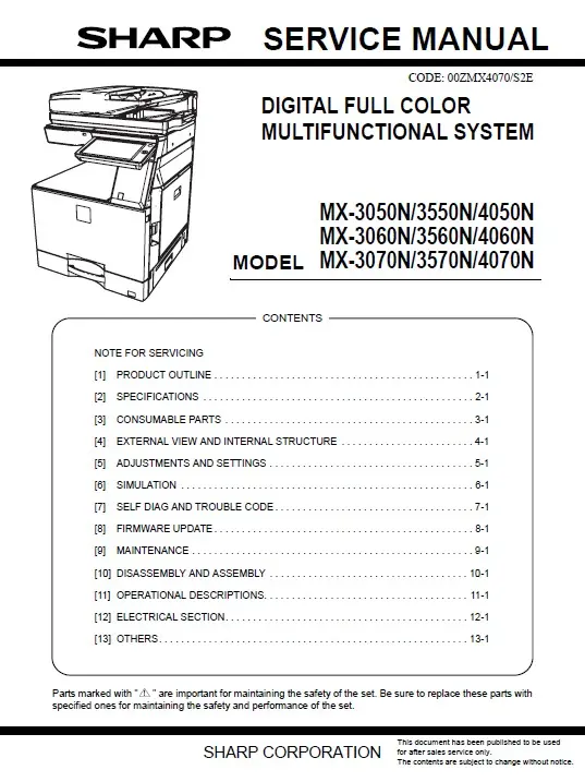 Sharp mx 3050n 3550n 4050n 3060n 3560n 4060n 3070n 3570n 4070n service manual cover
