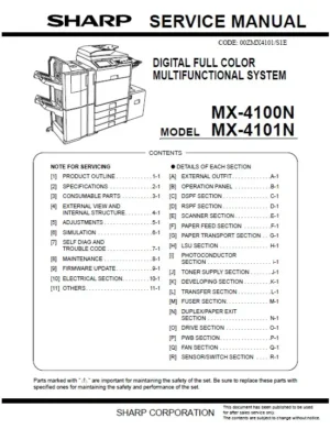 Sharp mx 4101n 4100n service manual cover