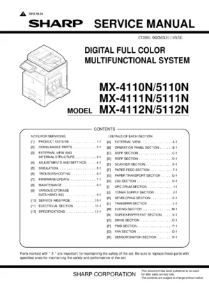 Sharp mx 4110n 5110n service manual cover