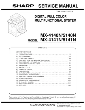 Sharp mx 4140n 5140n 4141n 5141n service manual cover