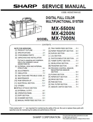 Sharp mx 5500n 6200n 7000n service manual cover
