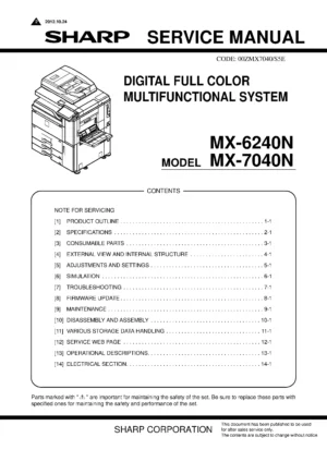 Sharp mx 6240n 7040n service manual cover