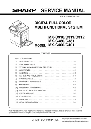Sharp mx c380 c381 service manual cover