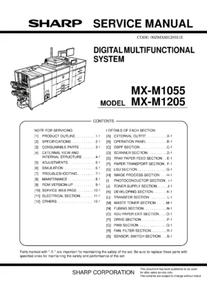 Sharp mx m1055 m1205 service manual cover