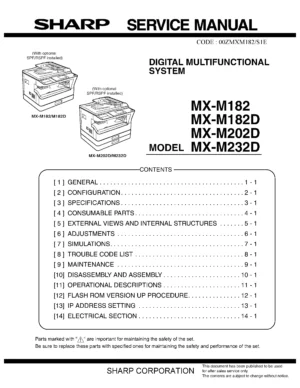 Sharp mx m182 m182d m202d m232d service manual cover