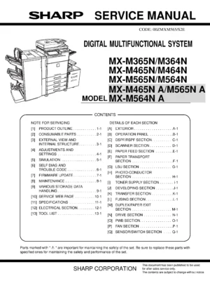 Sharp mx m364n m365n m464n m465n m564n m565n service manual cover