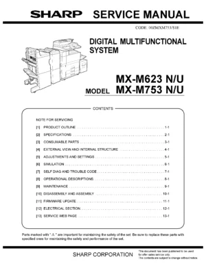 Sharp mx m623 mx m753 service manual cover