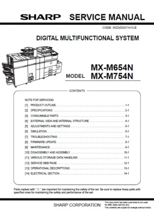 Sharp mx m654n m754n service manual cover