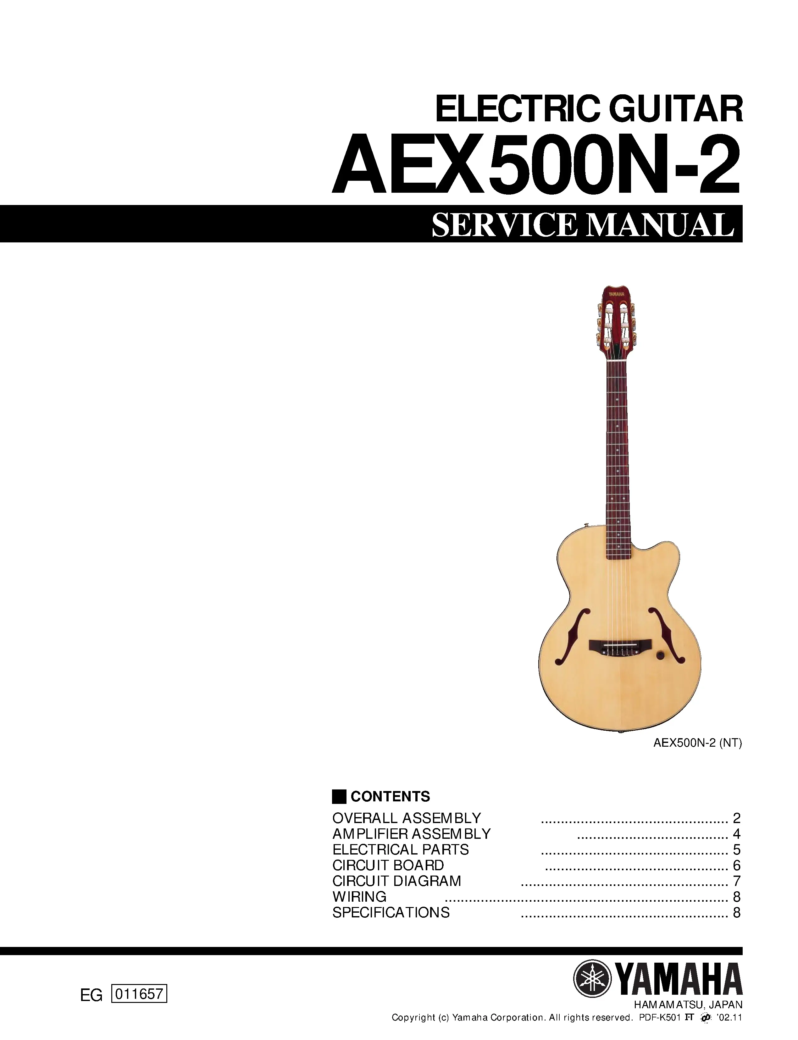 Yamaha aex500n 2 aex500n2 service manual cover