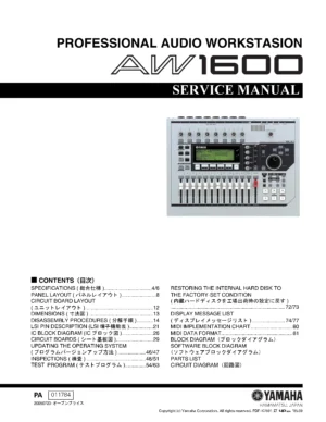 Yamaha aw1600 service manual cover
