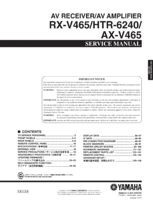 Yamaha ax v465 rx v465 htr 6240 service manual cover