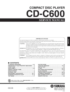 Yamaha c600 service manual cover