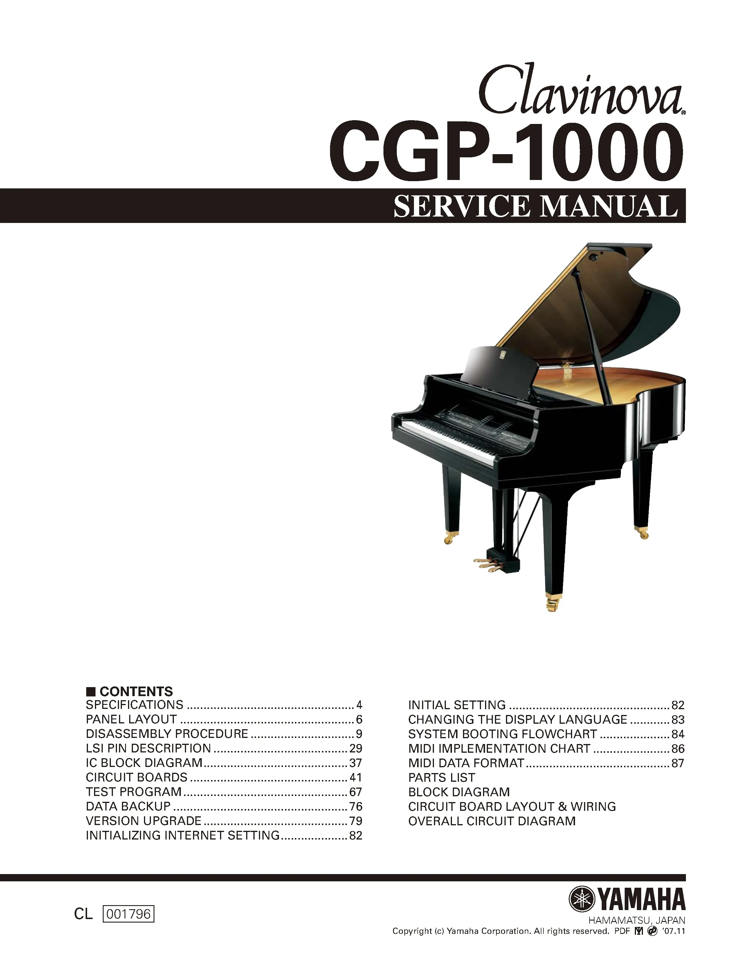 Yamaha clavinova cgp 1000 service manual cover