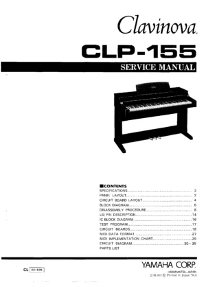 Yamaha clavinova clp 155 service manual cover