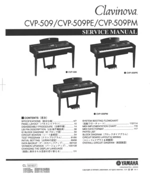 Yamaha clavinova cvp 509 509pe 509pm service manual cover